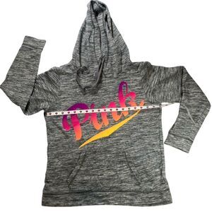 Pink Gray Hoodie with Pink and Orange Accents Size XS